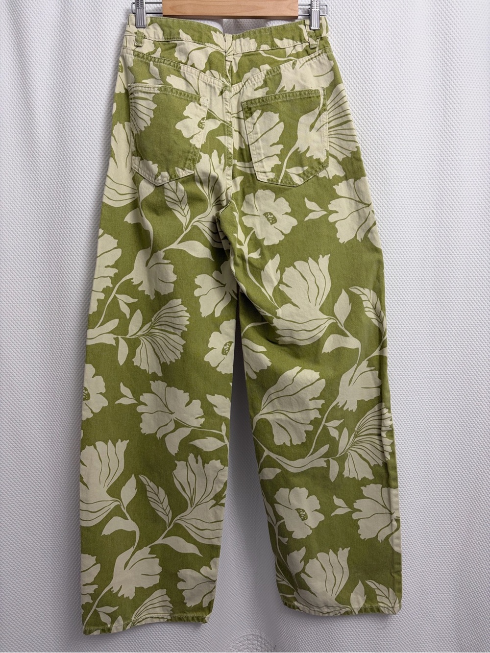 Zara Women’s floral green and old white color pants/ size 4 - Picture 6 of 7
